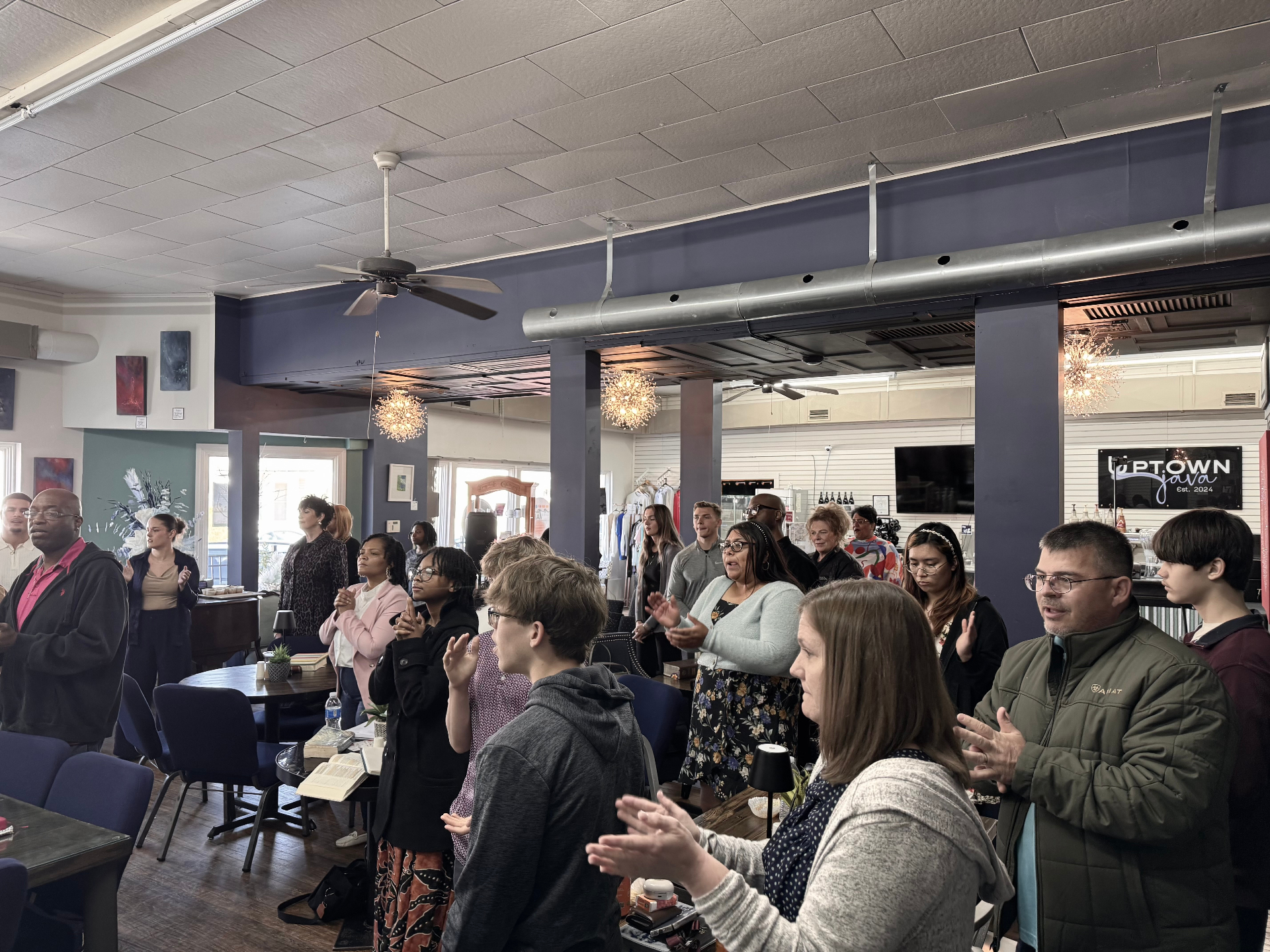 The Cure Church Omaha congregation worshiping together